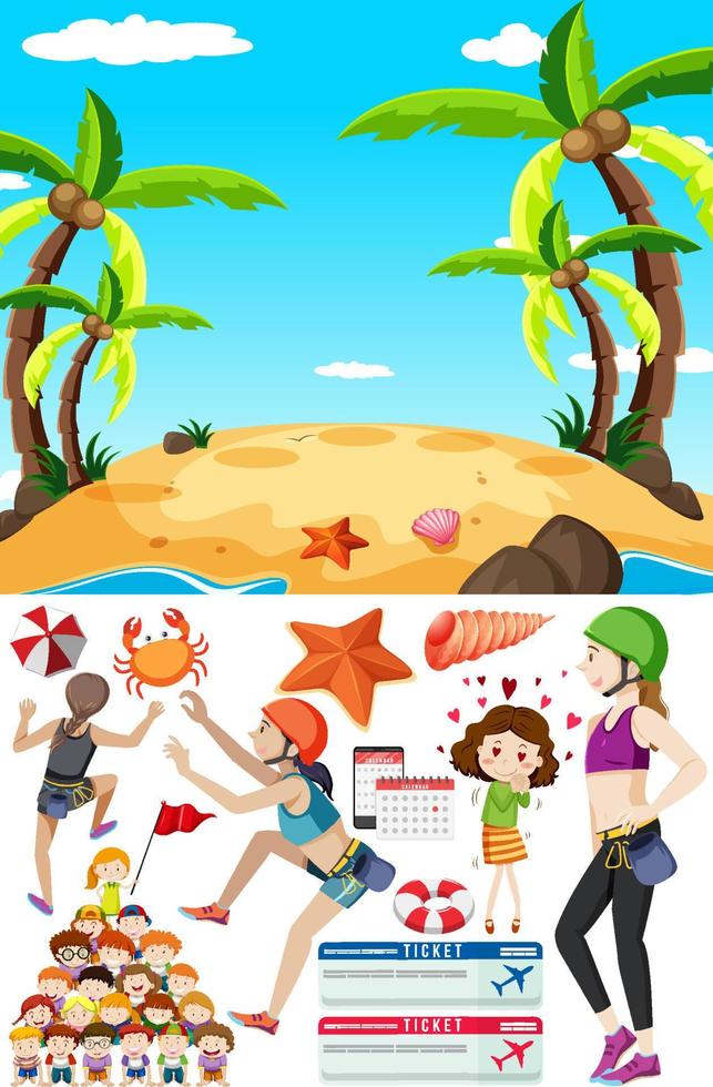 Set of people and scene for travel vector