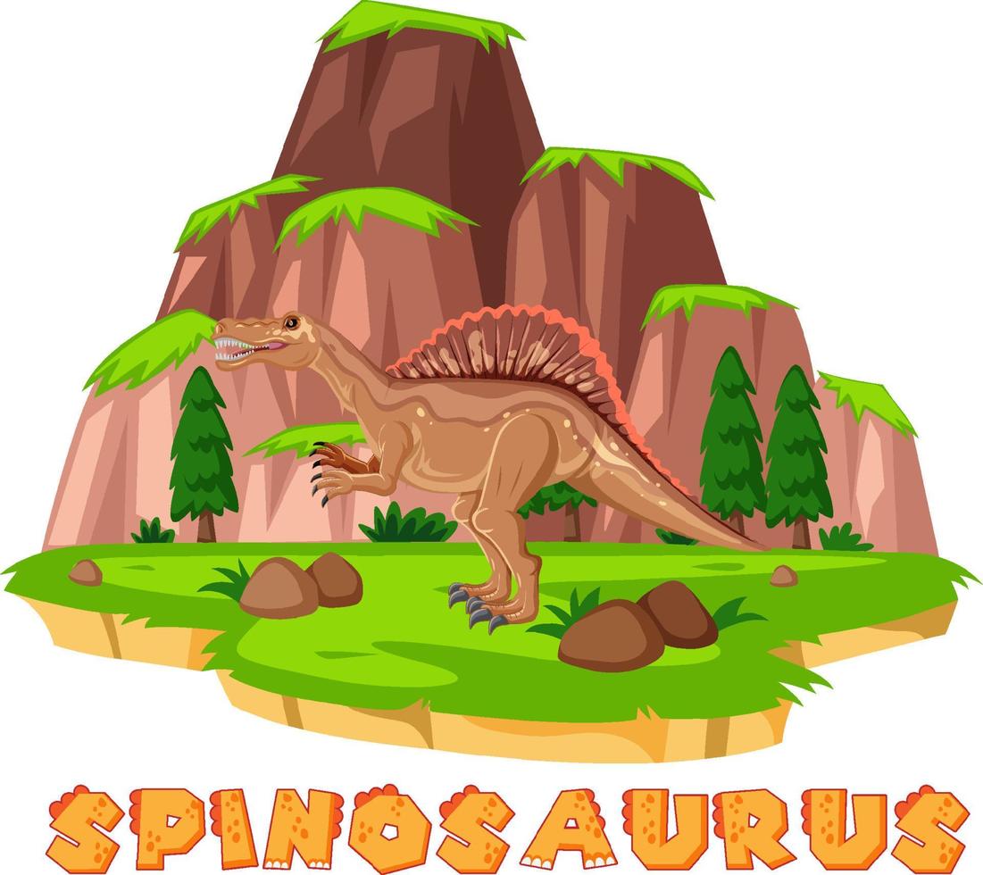 Wordcard design for  spinosaurus vector