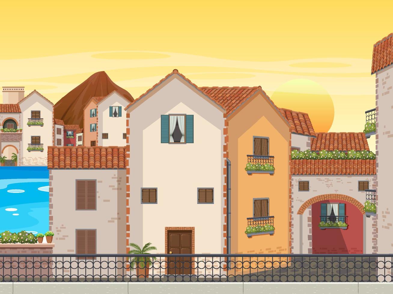 Italy town style house and building landscape vector