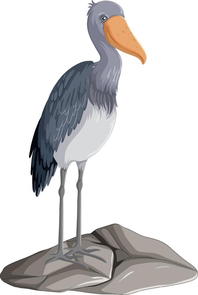 A heron cartoon character standing on a rock vector