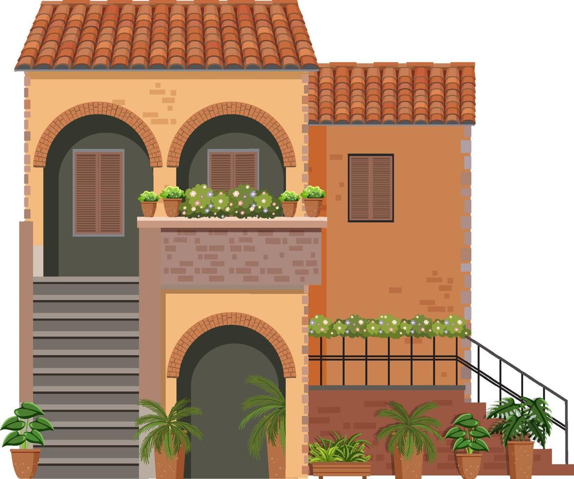 Single house with many plants vector