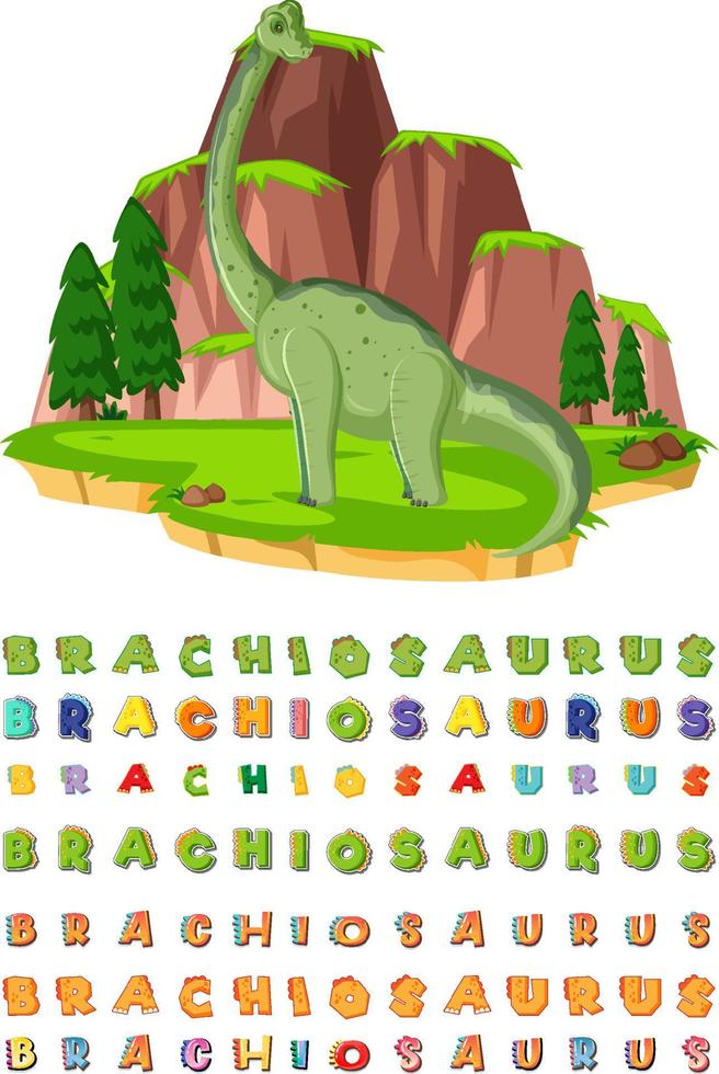 diseño de fuente para braquiosaurio vector