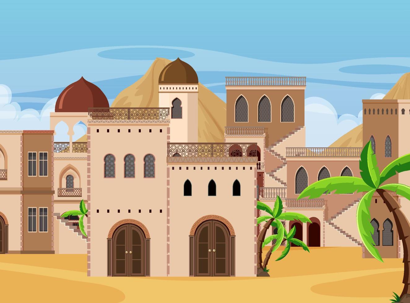 Scene with many buildings in city vector