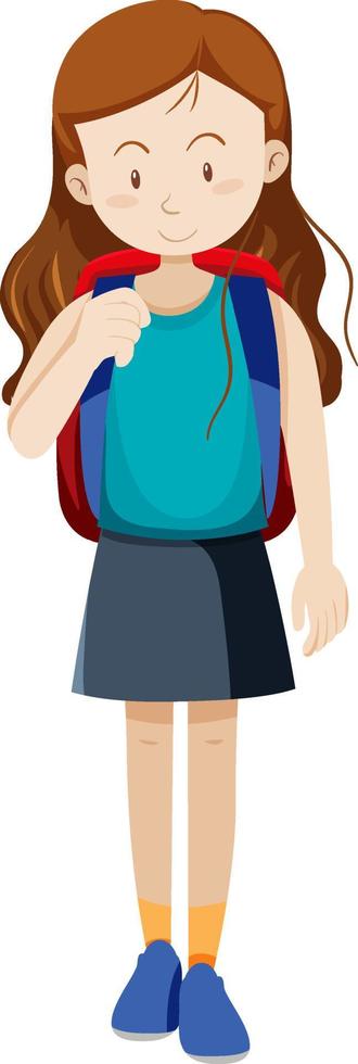 A taveller girl cartoon character on white background vector