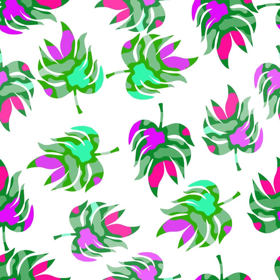 Rainforest palm leaves tropical seamless pattern. Abstract leaf endless wallpaper. vector