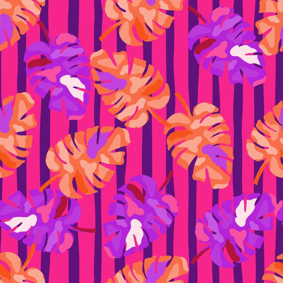 Abstract monstera leaves tropical seamless pattern. Rainforest background. vector