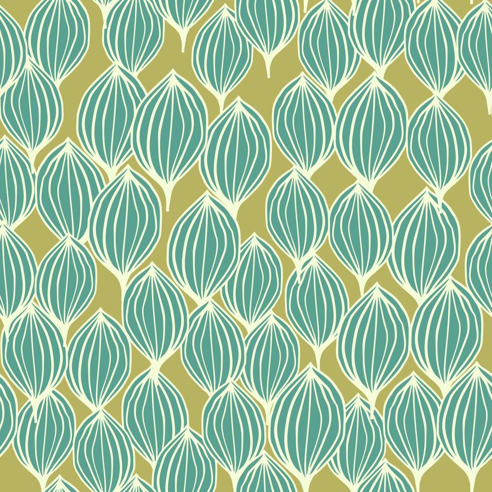 Exotic outline leaves seamless pattern. Abstract floral background. vector