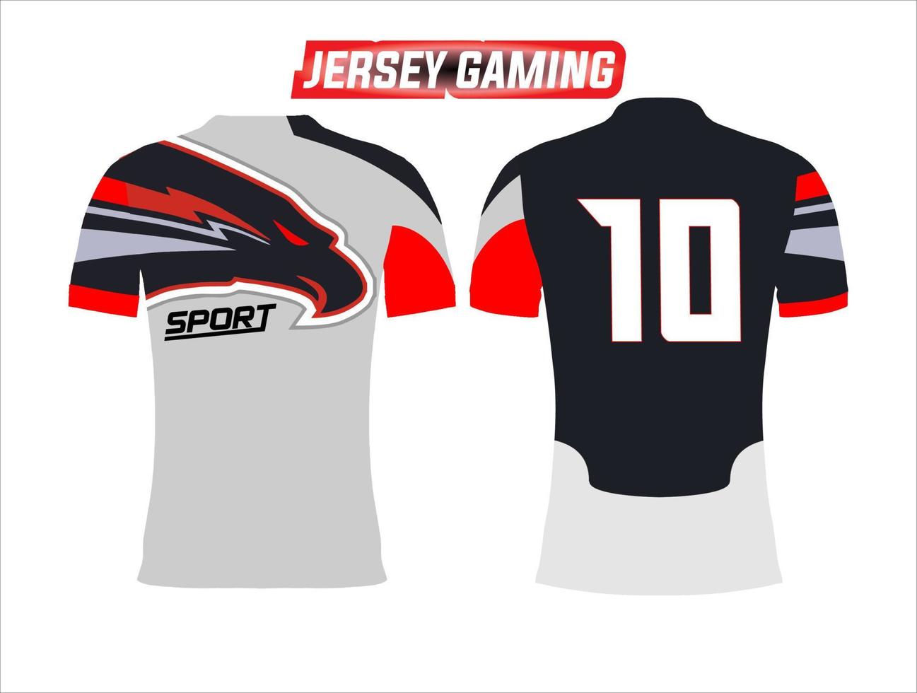 jersey printing design for e-sport gaming front and back mock-up display vector