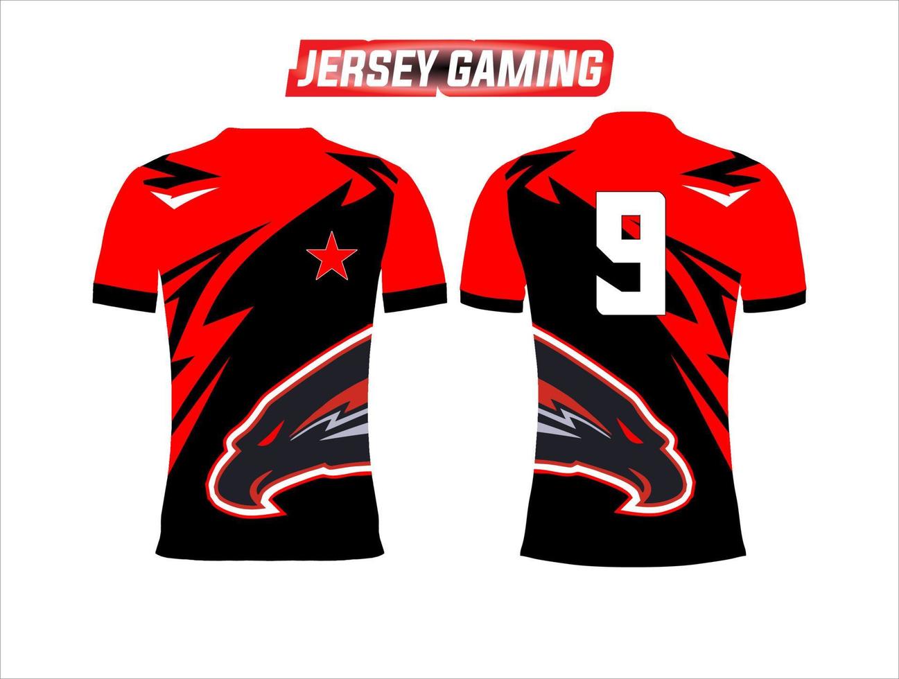 gaming jersey pattern front and back view with t-shirt mockup vector