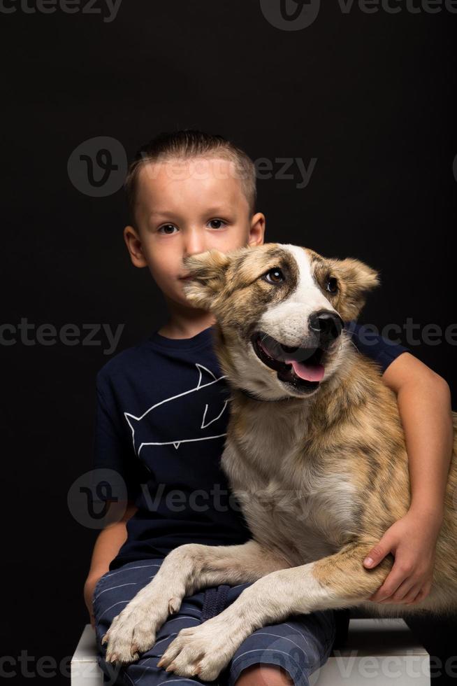 boy and dog photo