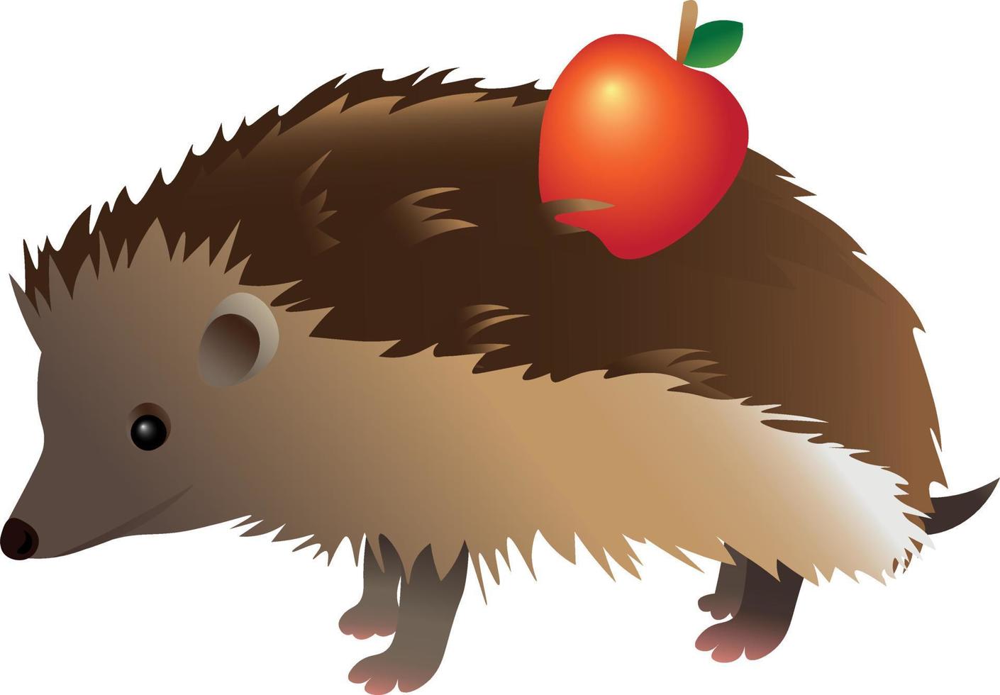 Illustration of Hedgehog with Apple vector