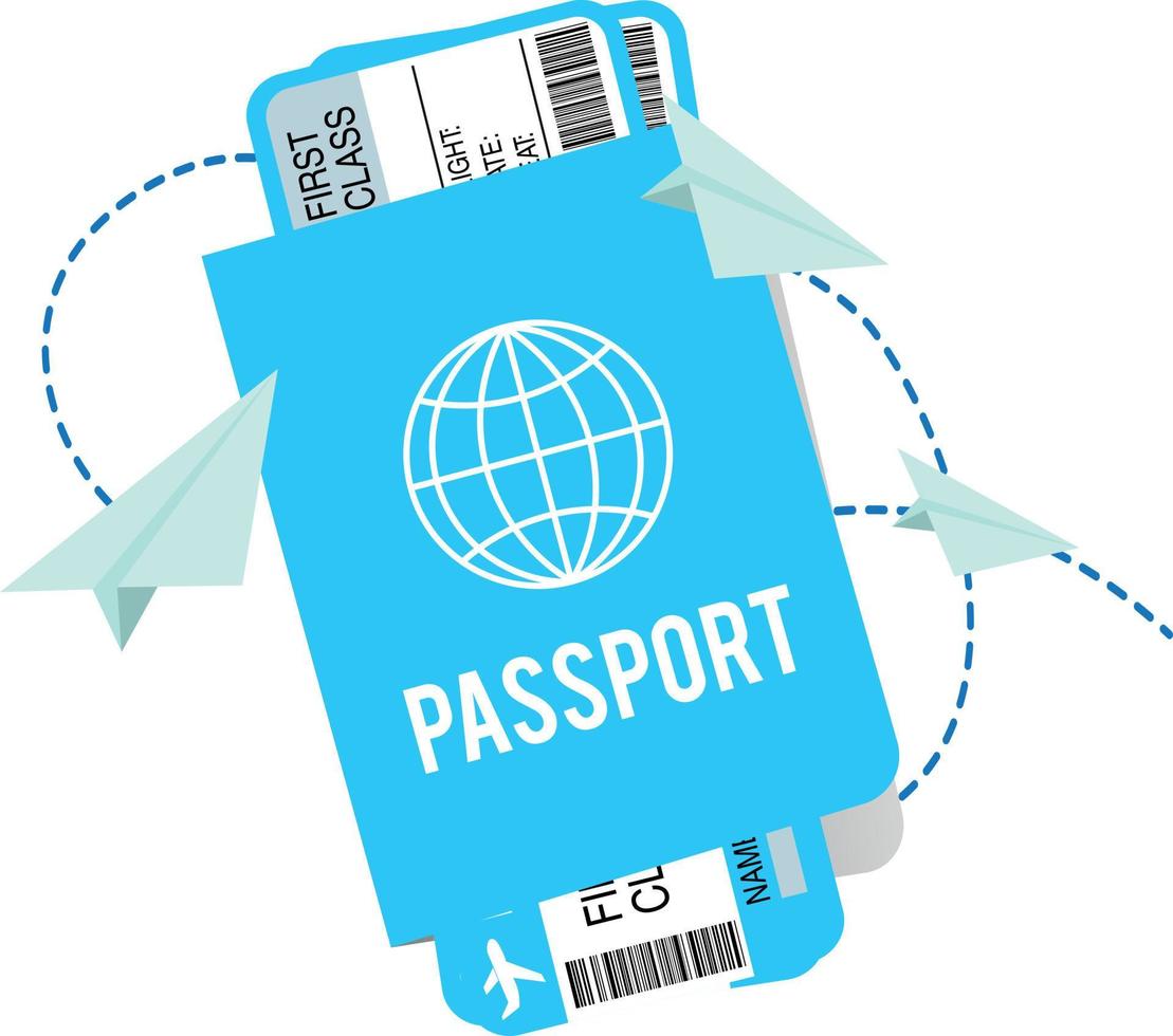 pasaporte con tarjeta de embarque. boletos de viaje con pasaporte vector