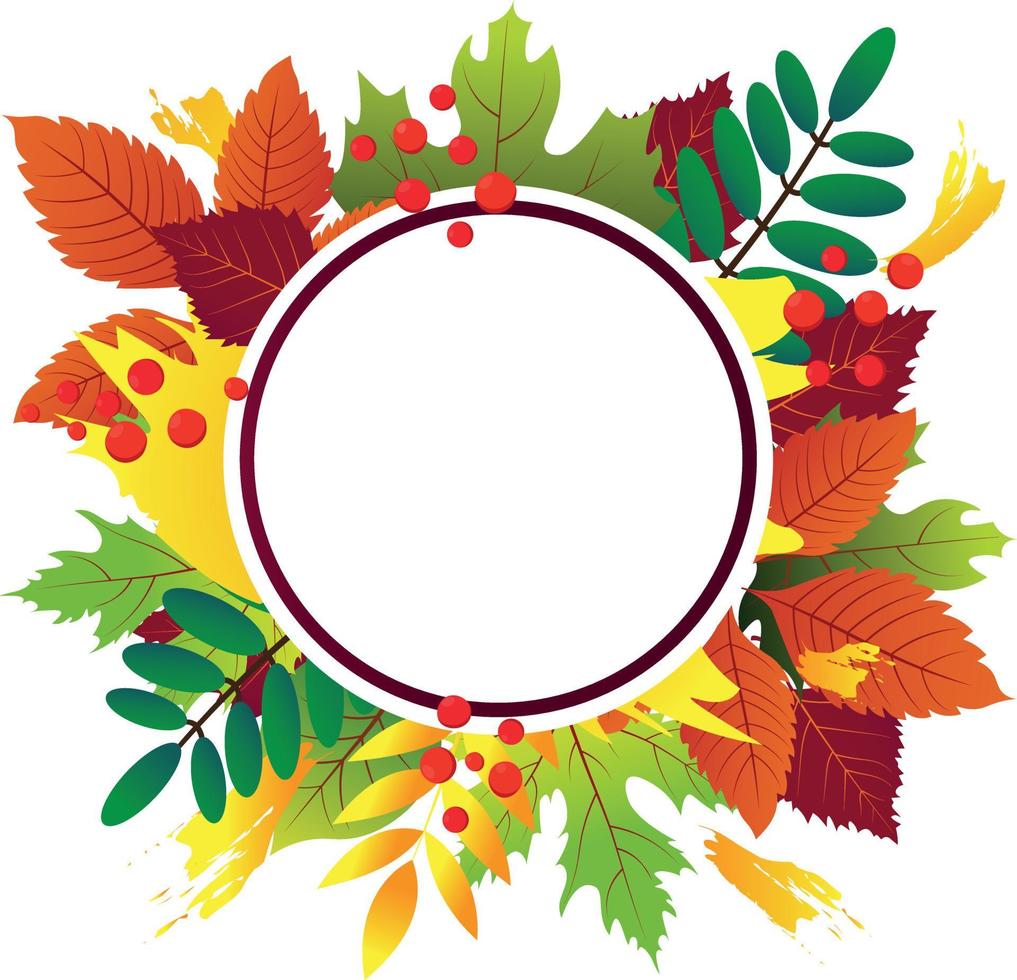 Decorative Round Frame with Leaves and Berries with Space for Text vector