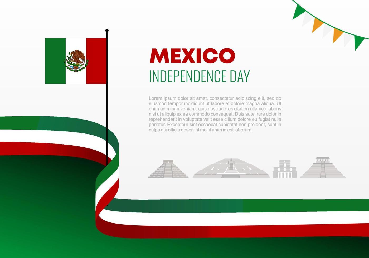 Mexico independence day for national celebration 16 and 17 september vector