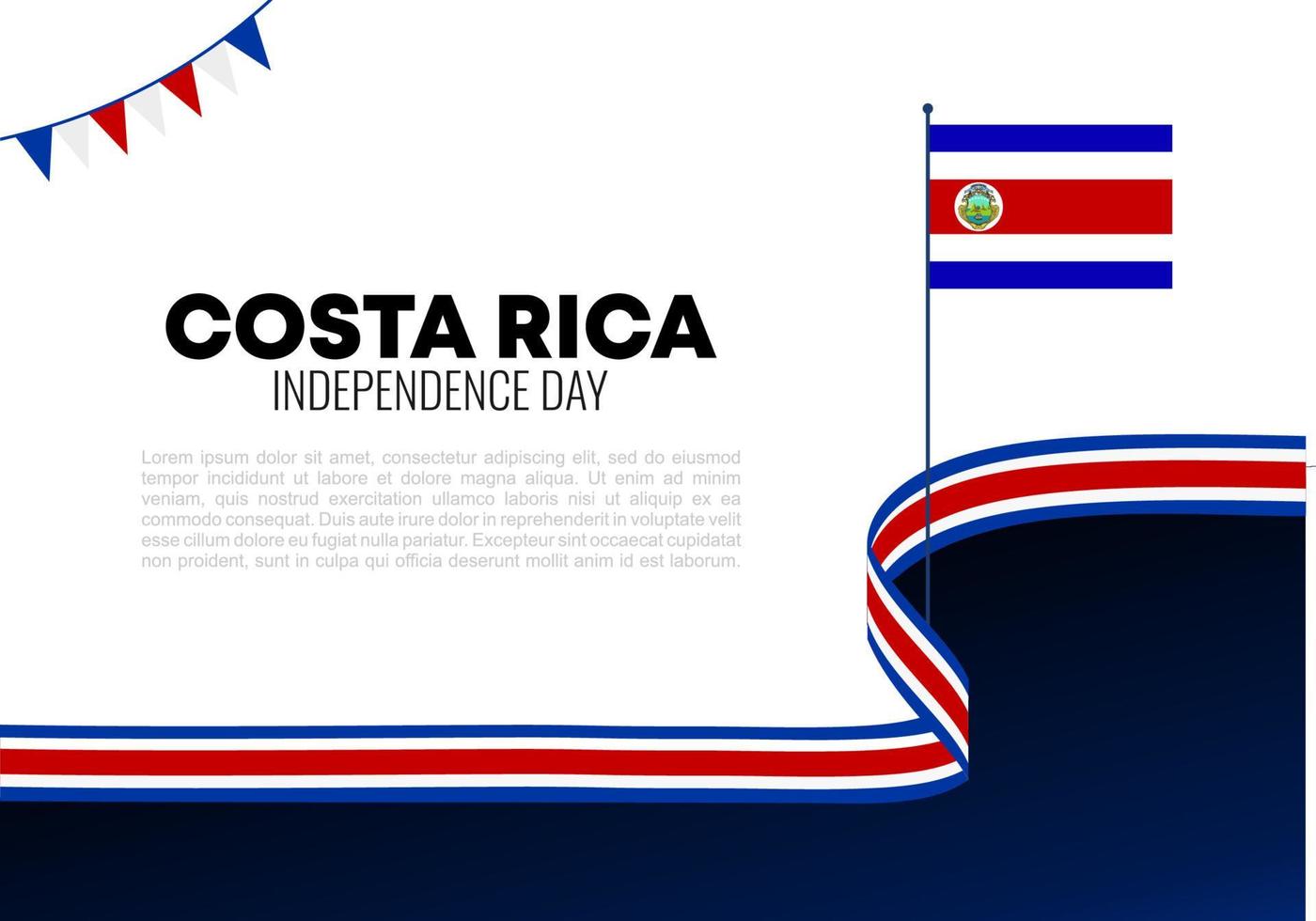 día de la independencia de costa rica para la celebración nacional el 15 de septiembre. vector