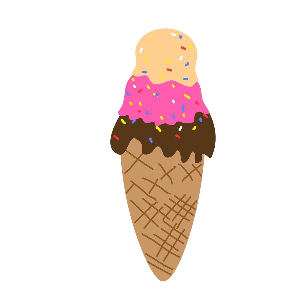 Vector simple flat ice cream cone on an isolated white background.