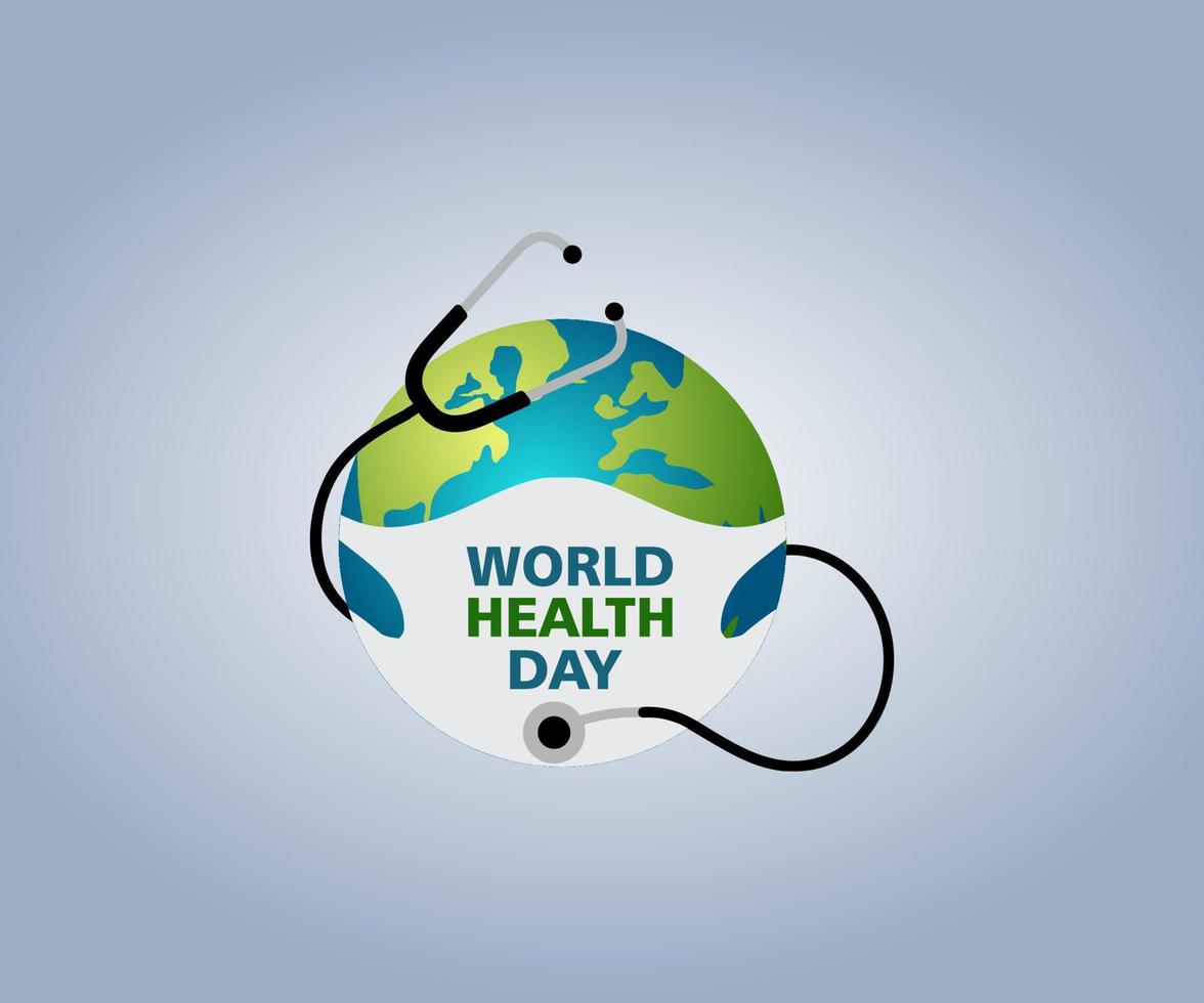 World Health Day poster illustration, is a global health awareness day that is celebrated every year, with the concept of a doctor's stethoscope. vector