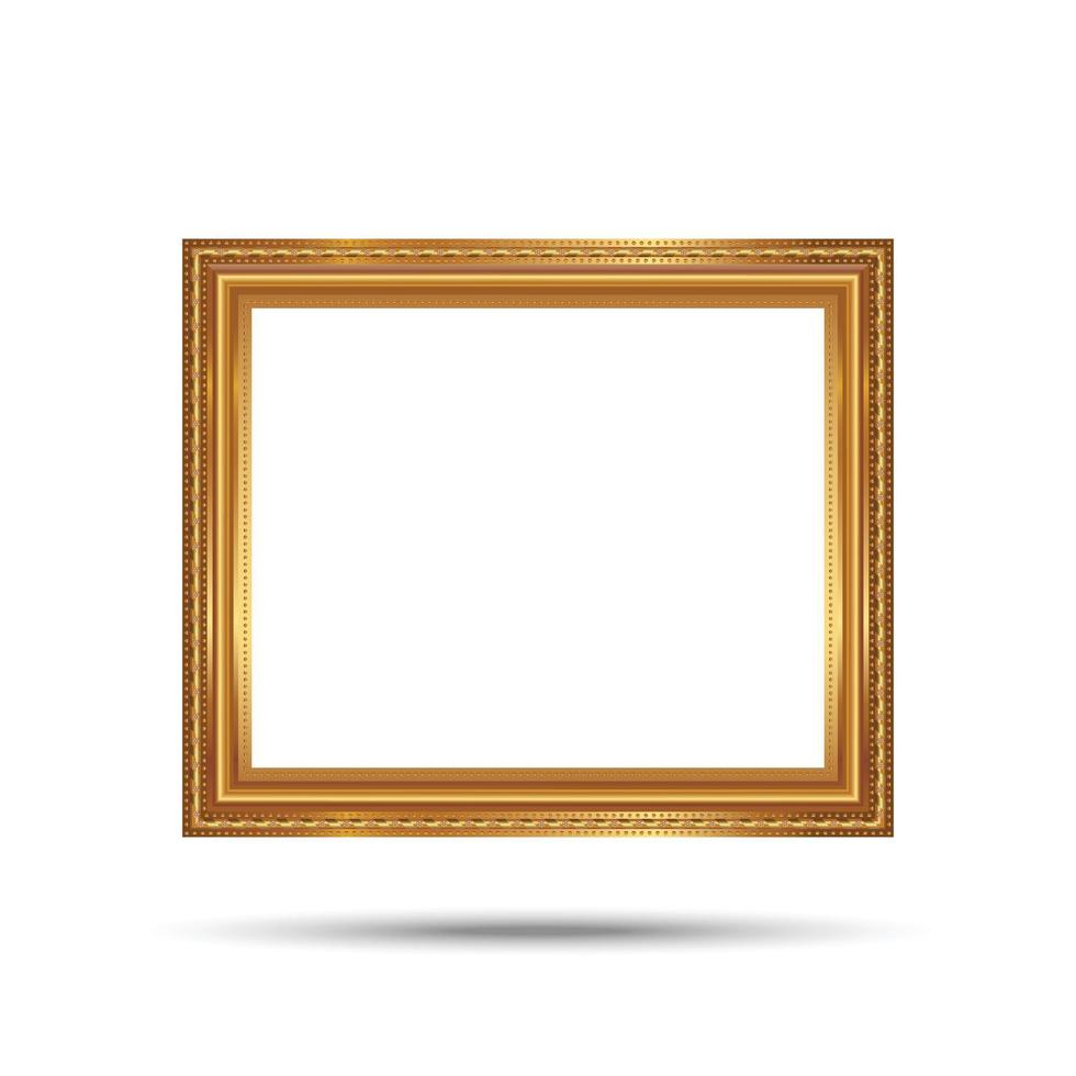 Gold photo frame with corner line floral picture frame isolated on white background. vector