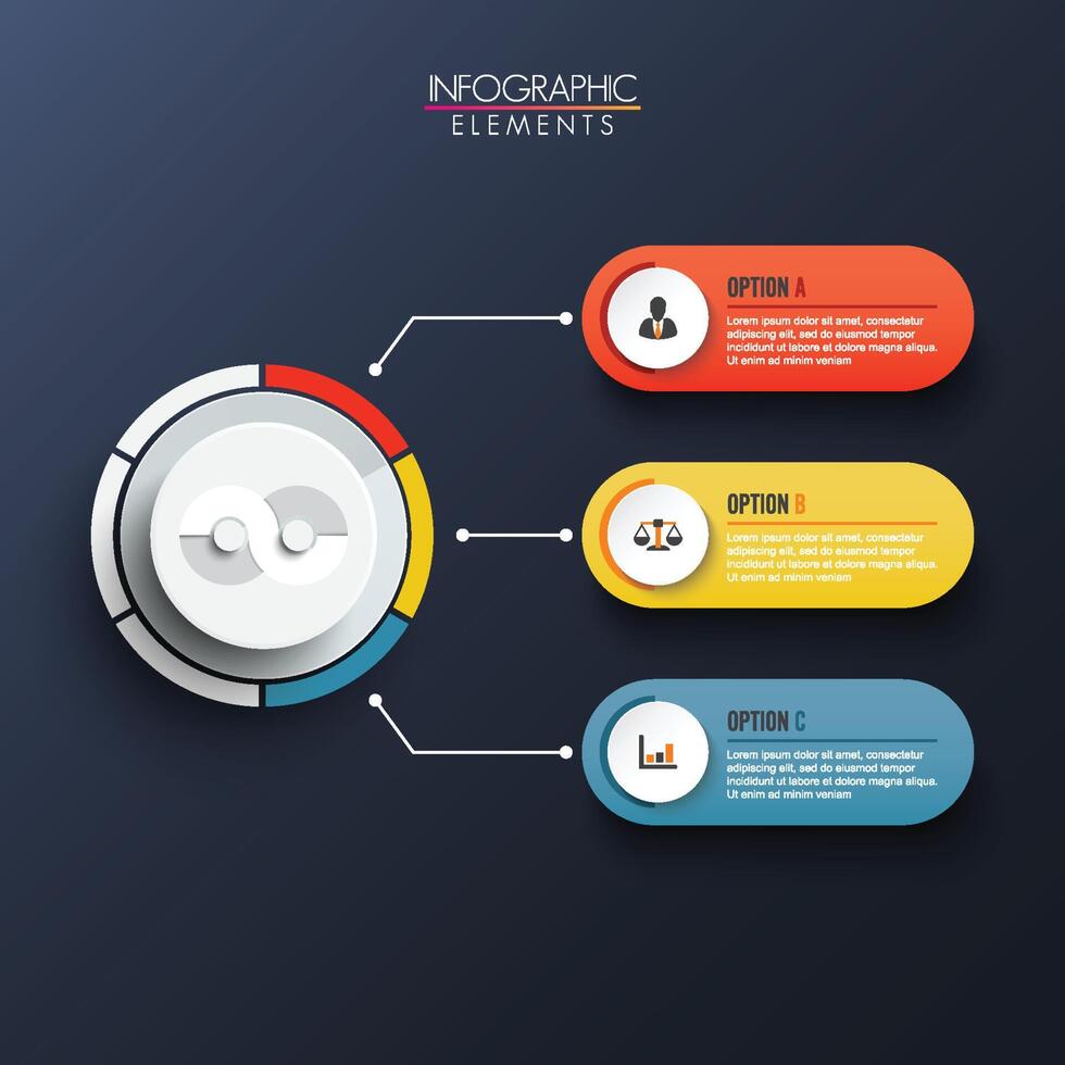 Abstract elements of graph Vector infographic template with label, integrated circles. Business concept with 3 options. For content, diagram, flowchart, steps, timeline infographics,layout, chart.