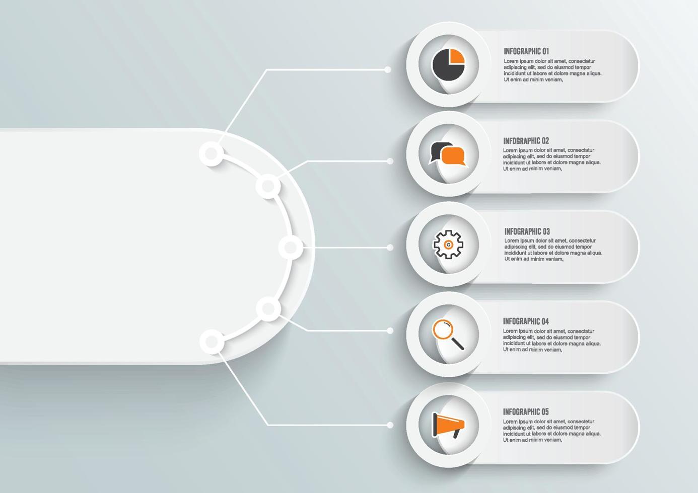 cinco opciones digitales abstractas. la ilustración vectorial se puede utilizar para el diseño de flujo de trabajo infográfico, diagrama, número, diseño web. vector