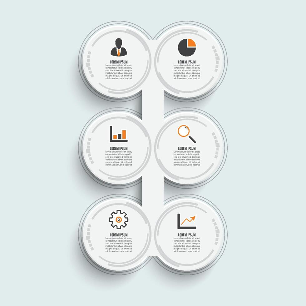 Template Timeline Infographic colored horizontal numbered for six position can be used for workflow, banner, diagram, web design, area chart vector