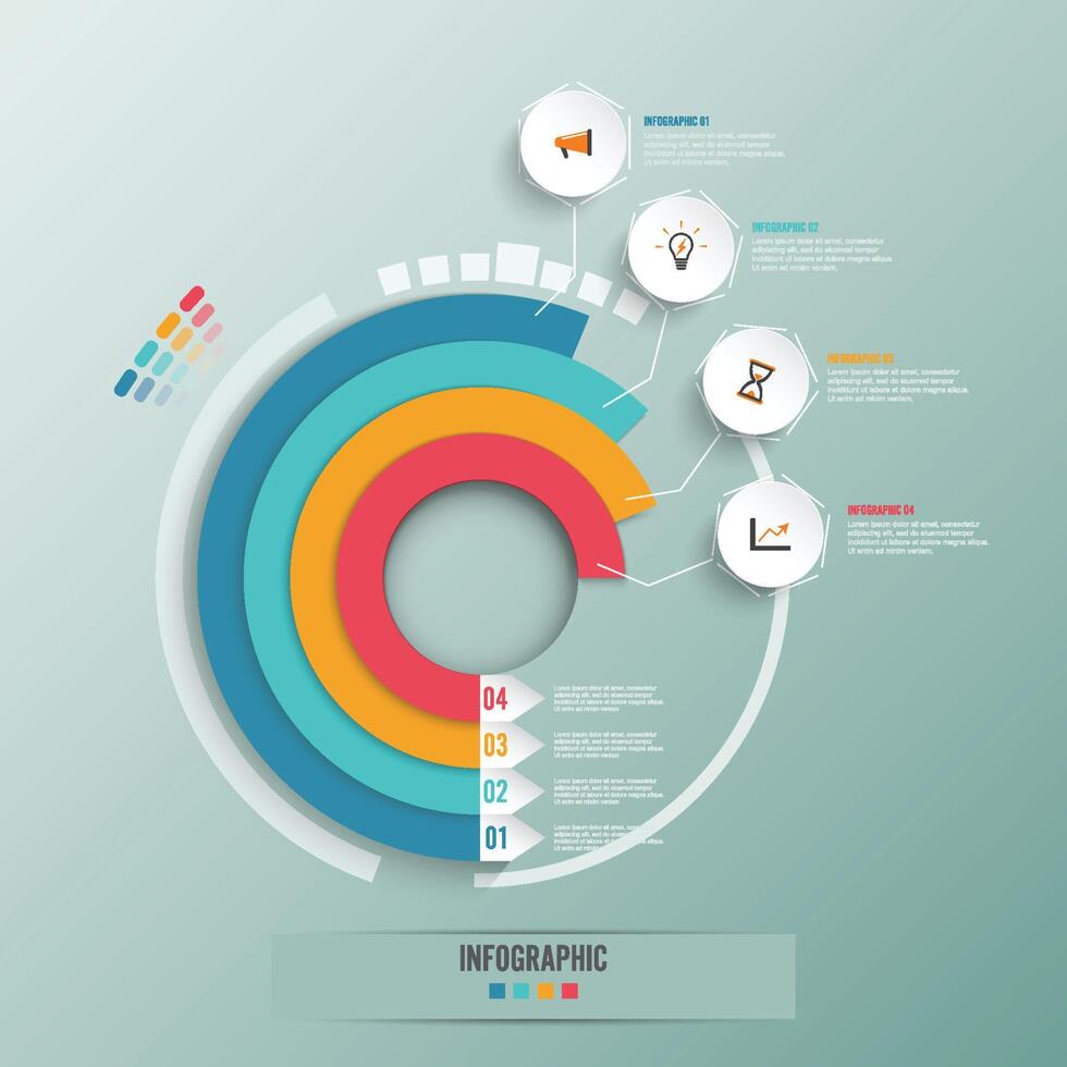 infografía empresarial círculo origami estilo vector ilustración. se puede utilizar para el diseño del flujo de trabajo, pancarta, diagrama, opciones de número, aumentar 4 opciones, diseño web.