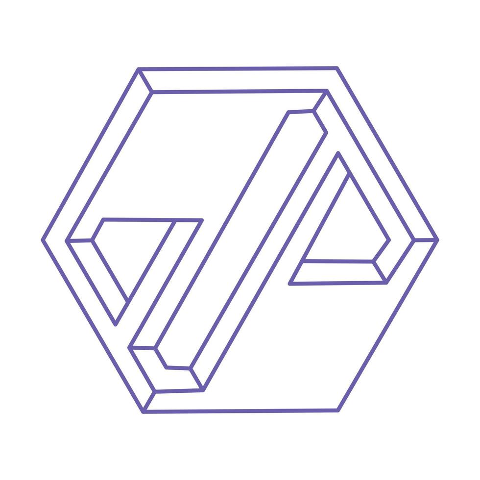 Optical illusion shapes. Optical art objects. Impossible figures. Sacred geometry. vector
