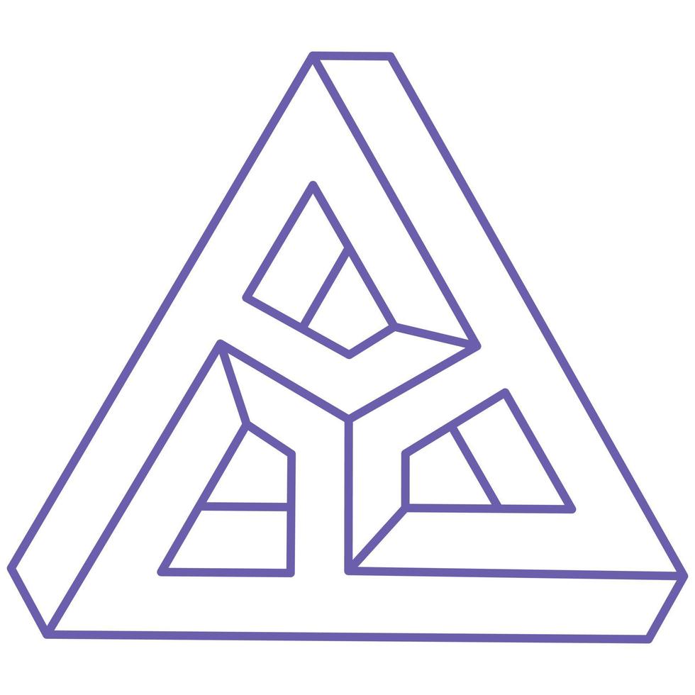 Impossible shapes, optical illusion logo, vector triangle. Optical art objects. Geometric figures.