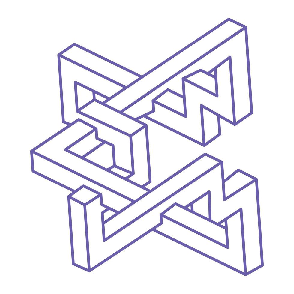 Optical illusion logo. Impossible shapes vector. Optical art objects. Geometric figures. Paradox. vector