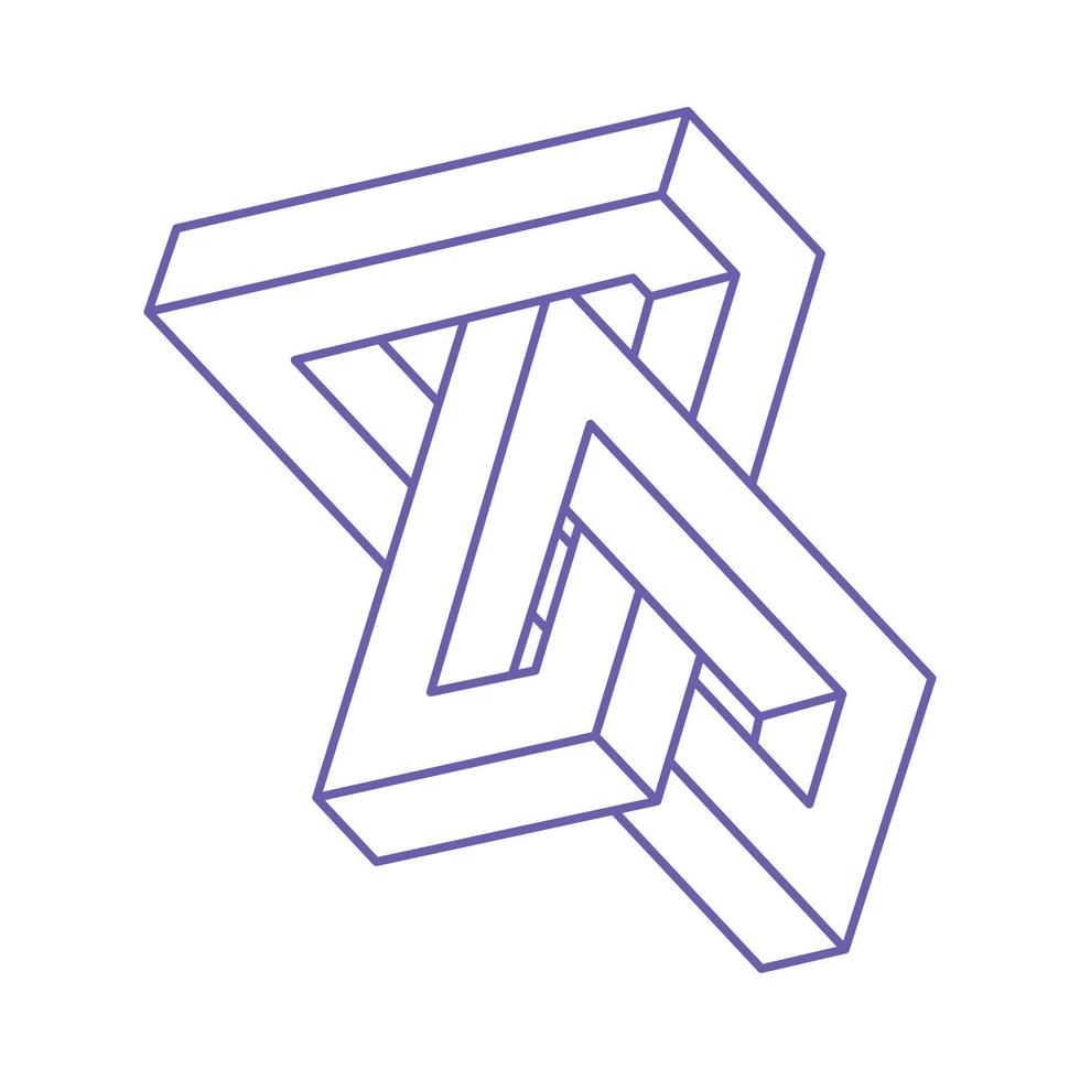 Impossible shapes. Sacred geometry figure. Optical illusion. Abstract eternal geometric objects. Impossible endless outline. Logo. Impossible geometry object on a white background. Optical art. vector