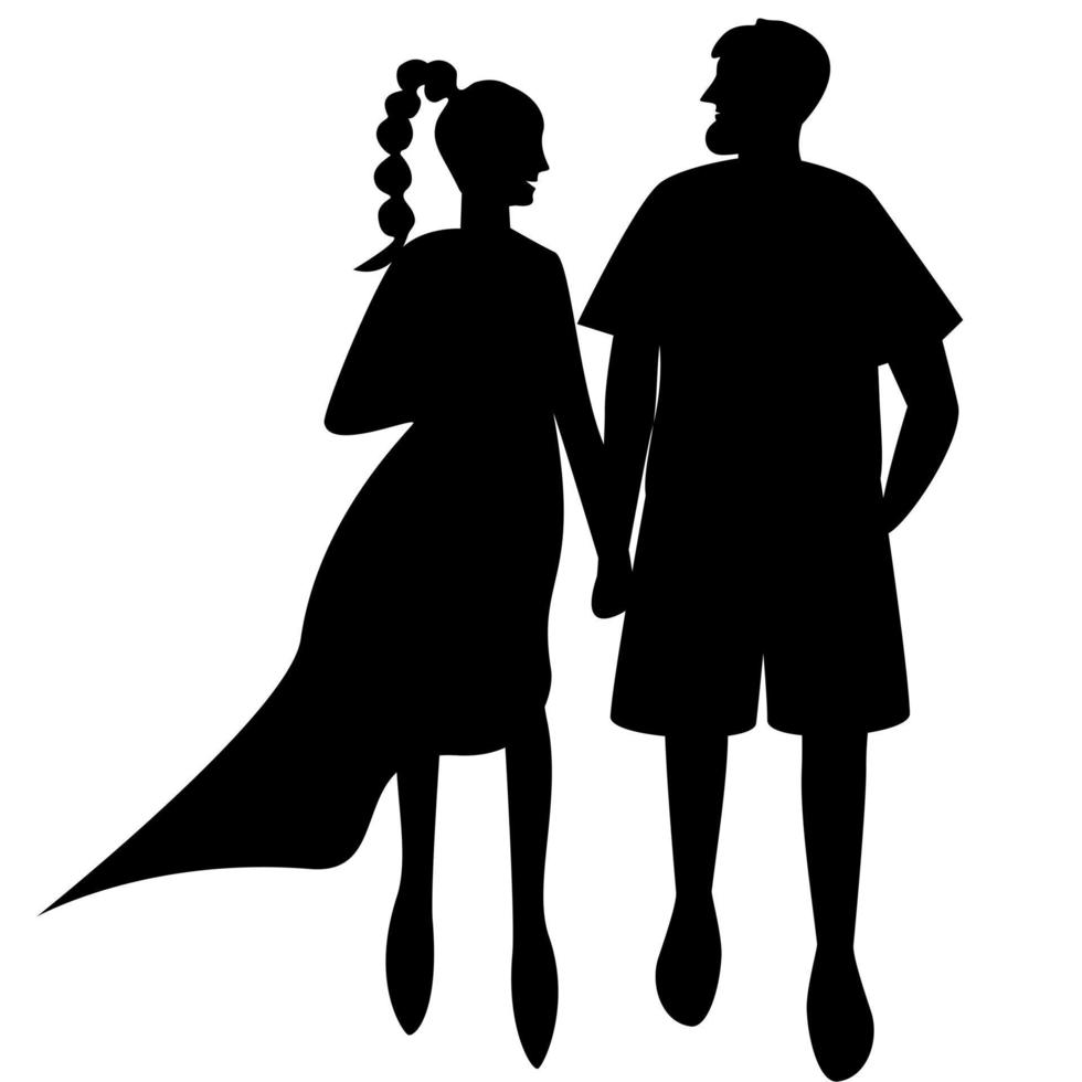 Silhouette cute and elegant couple. vector