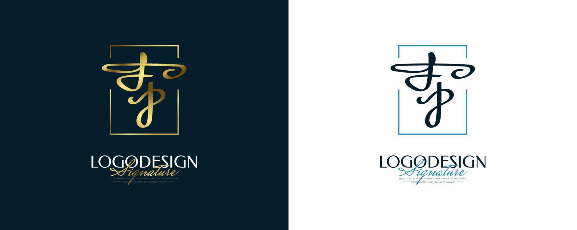 Initial F and P Logo Design with Elegant and Minimalist Gold Handwriting Style. FP Signature Logo or Symbol for Wedding, Fashion, Jewelry, Boutique, and Business Identity vector