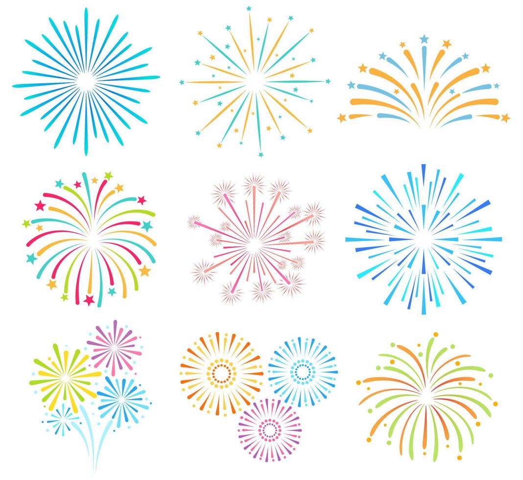 Fireworks color vector illustrations