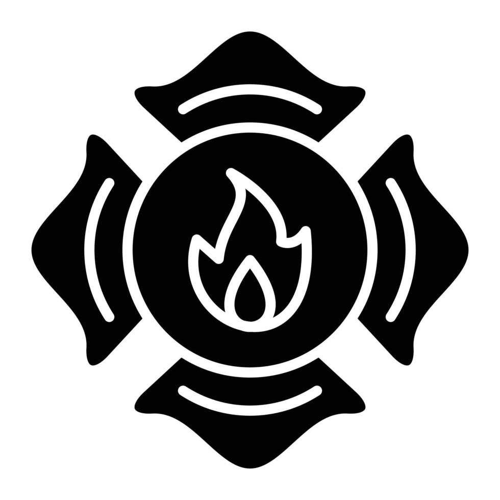 icono de glifo de insignia de bombero vector