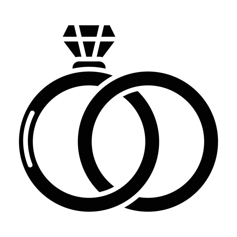 icono de glifo de anillos de boda vector