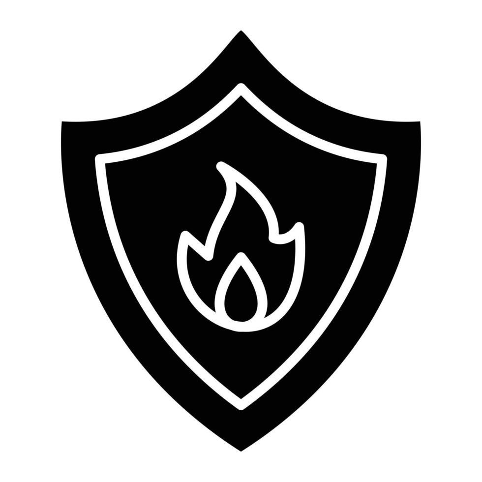 Fire Shield Glyph Icon vector