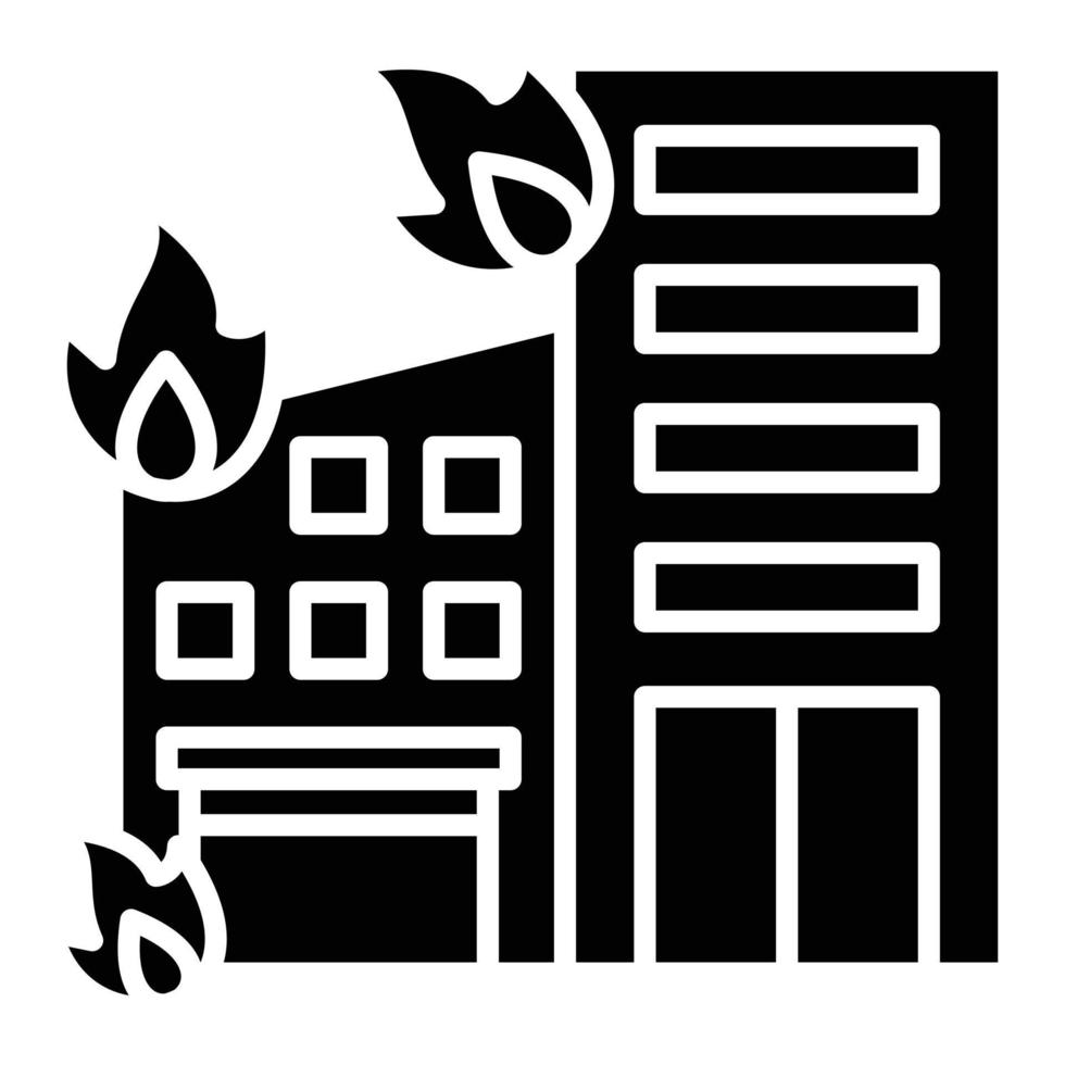 Building Fire Glyph Icon vector