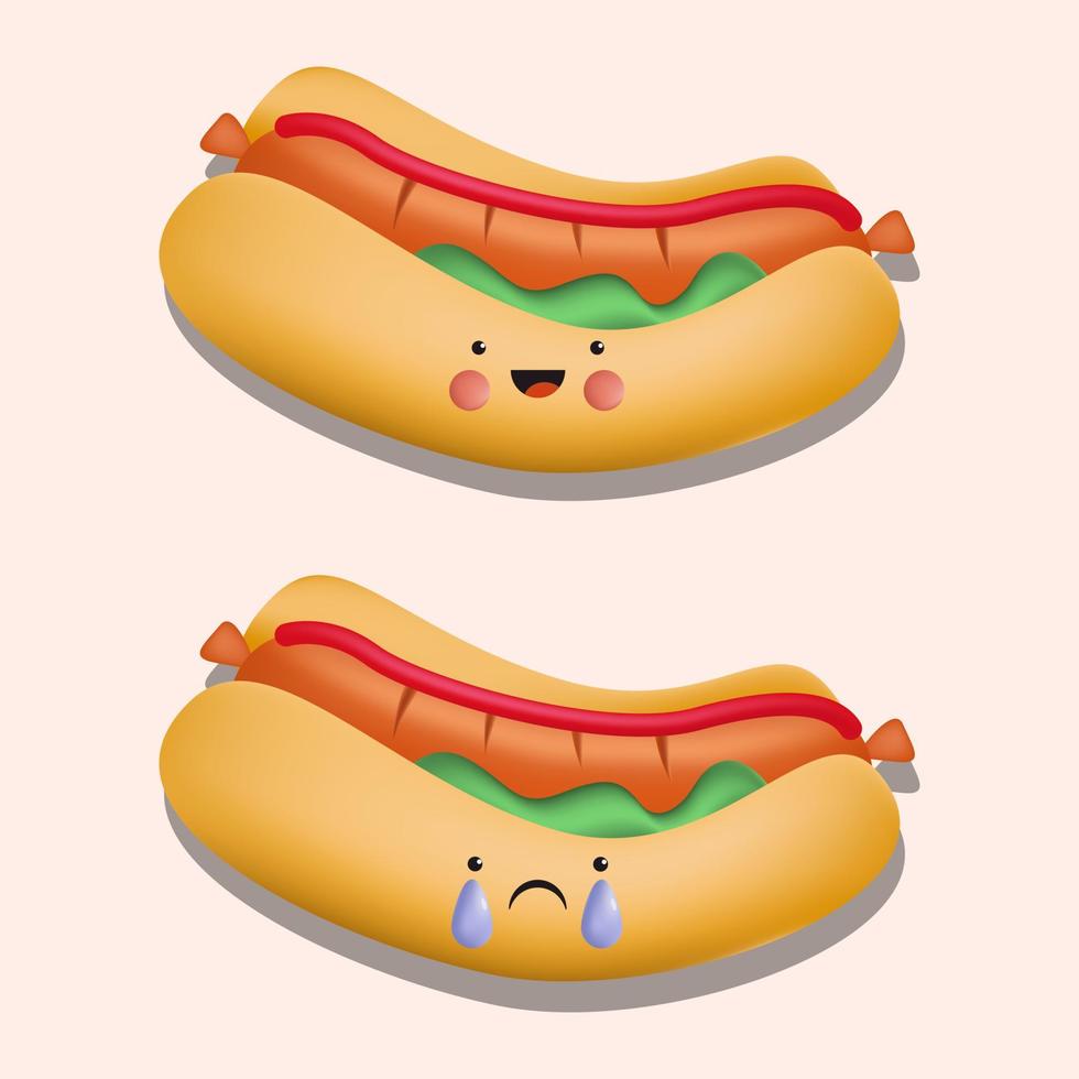 Hotdog illustration with cartoon style vector