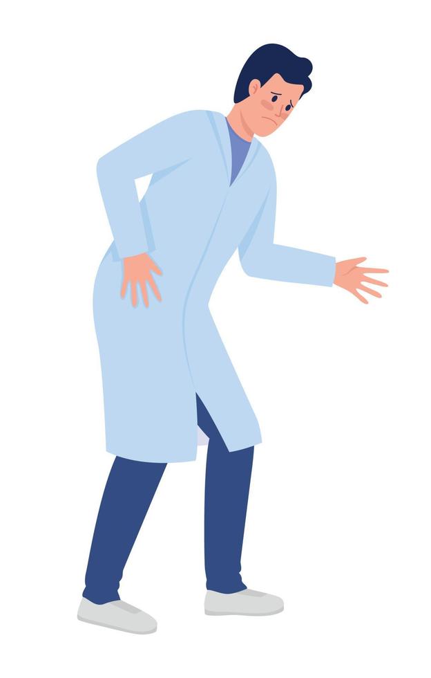 Worried doctor semi flat color vector character