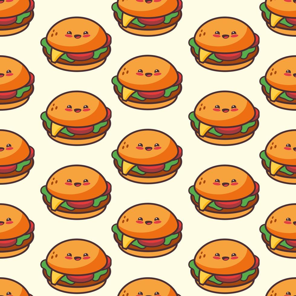 Cute Cheerful Hamburger Seamless Pattern vector