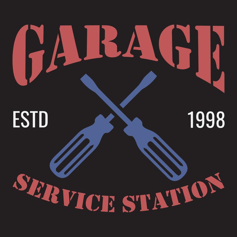 diseño de camiseta de estación de servicio de garaje estd 1998 vector