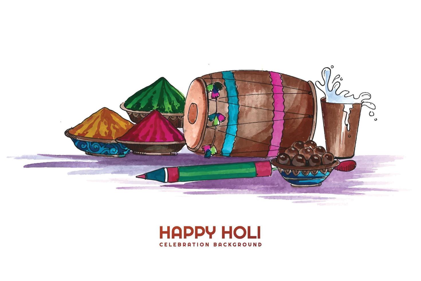 Holi celebration for indian festival colorful card background vector