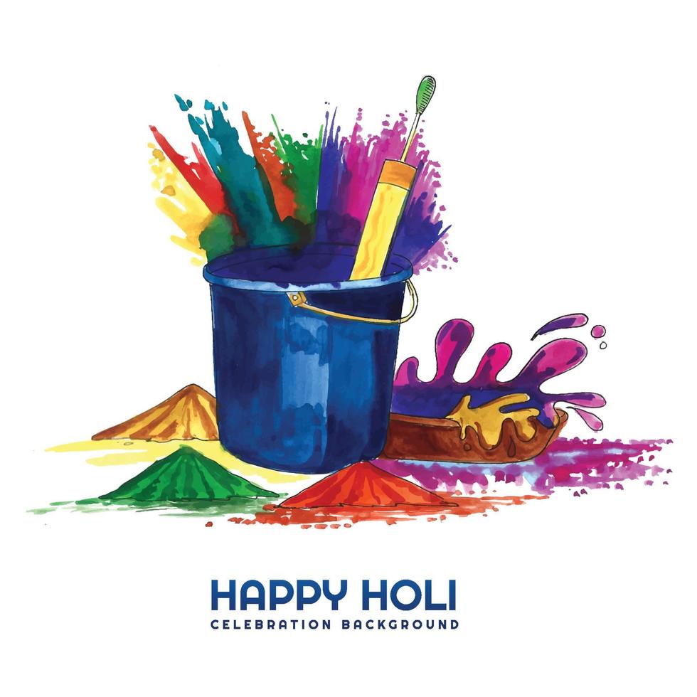 feliz holi festival de india celebración saludos tarjeta fondo vector