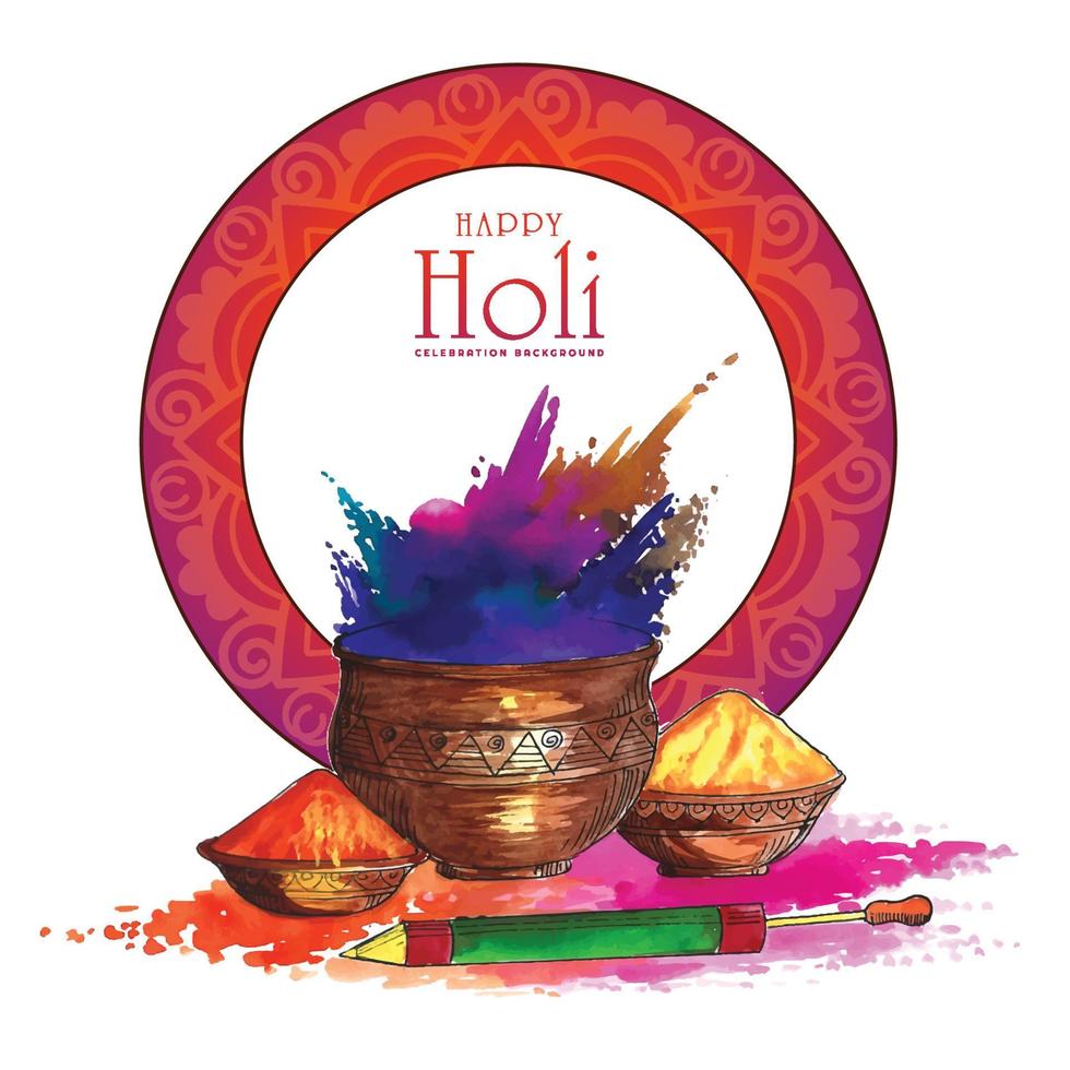 festival tradicional indio holi de fondo de tarjeta de colores vector