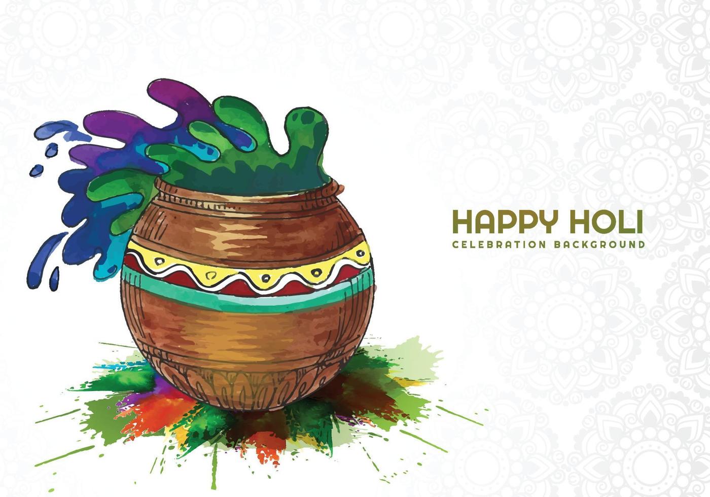 Happy holi festival greeting card background vector