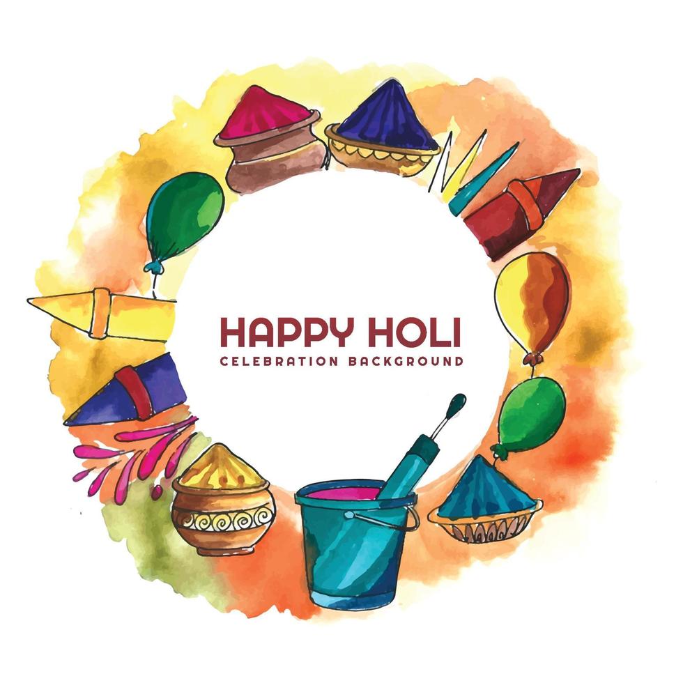 feliz holi festival de india celebración saludos tarjeta fondo vector