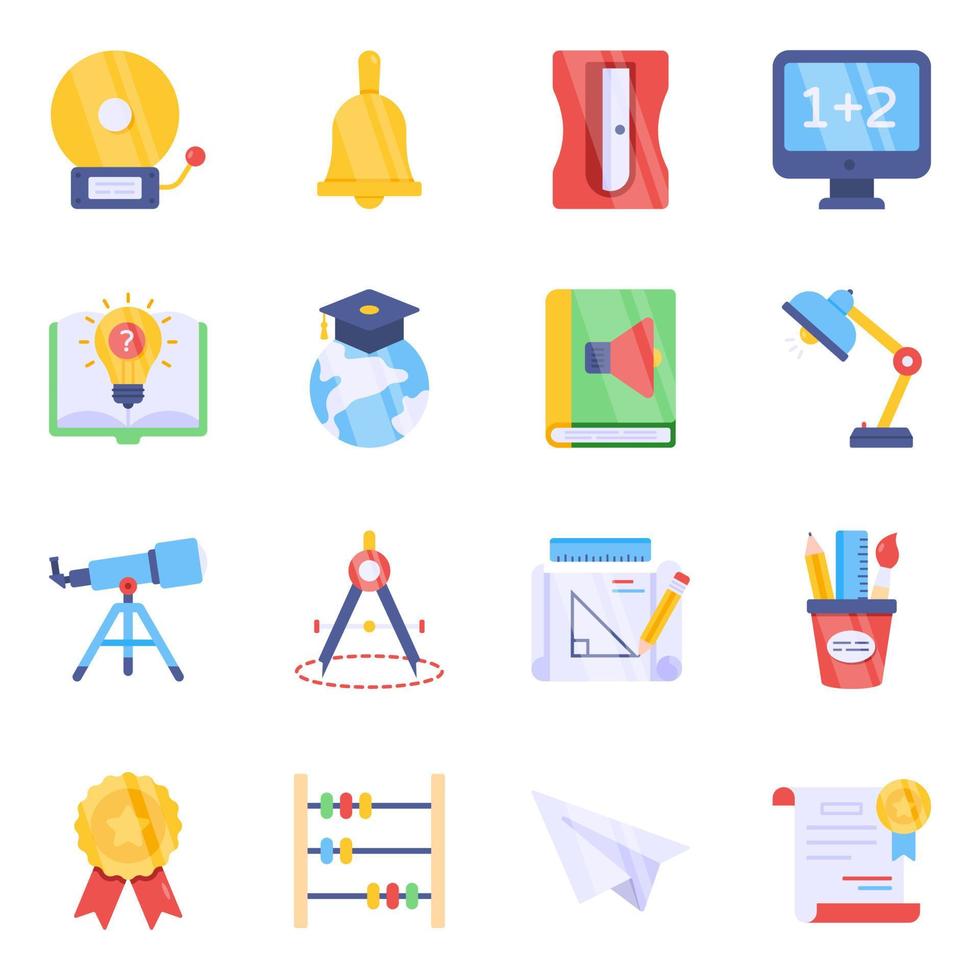 Pack of Knowledge Flat Icons vector