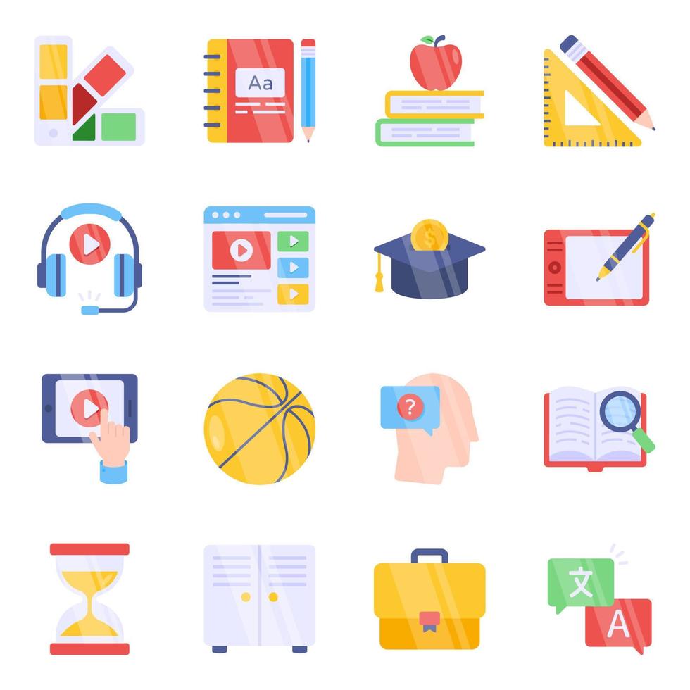 Pack of Learning Flat Icons vector