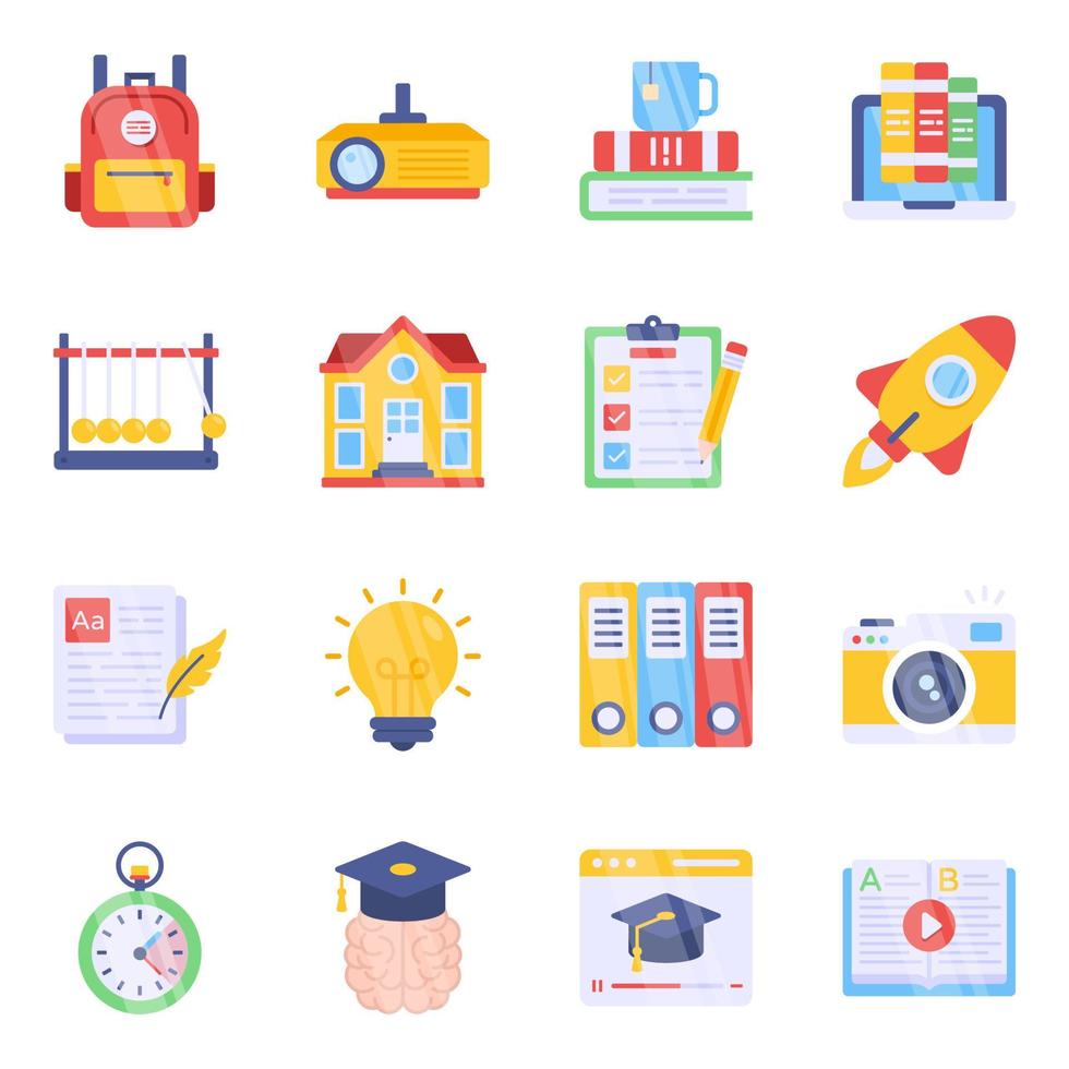 Pack of Education Flat Icons vector