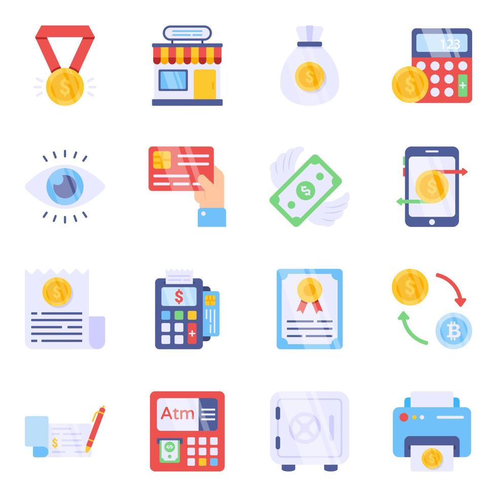 Pack of Business and Finance Flat Icons vector